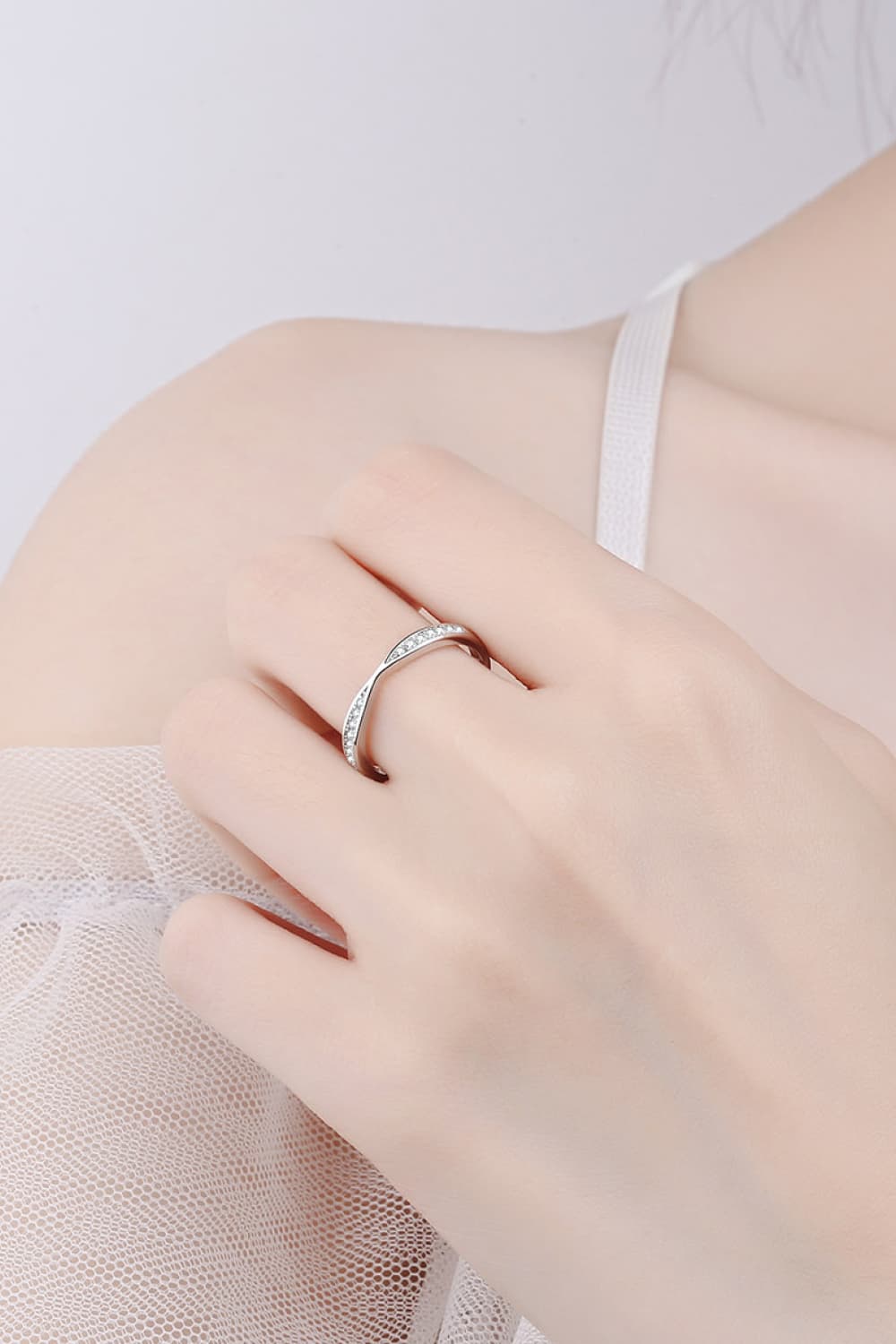 Moissanite Rhodium-Plated Ring - Mr. Gem & Company