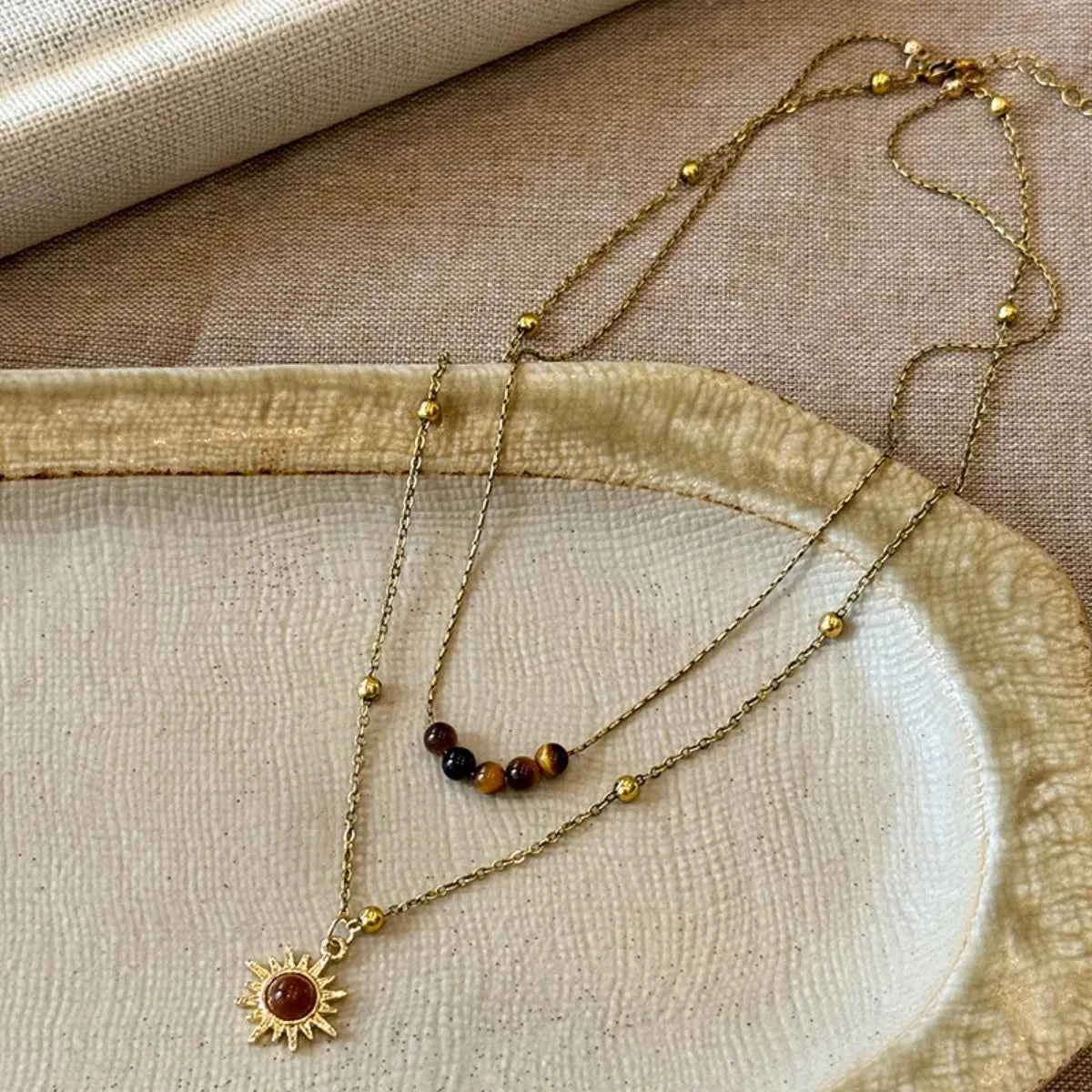 Tiger's Eye Copper Double Layered Necklace