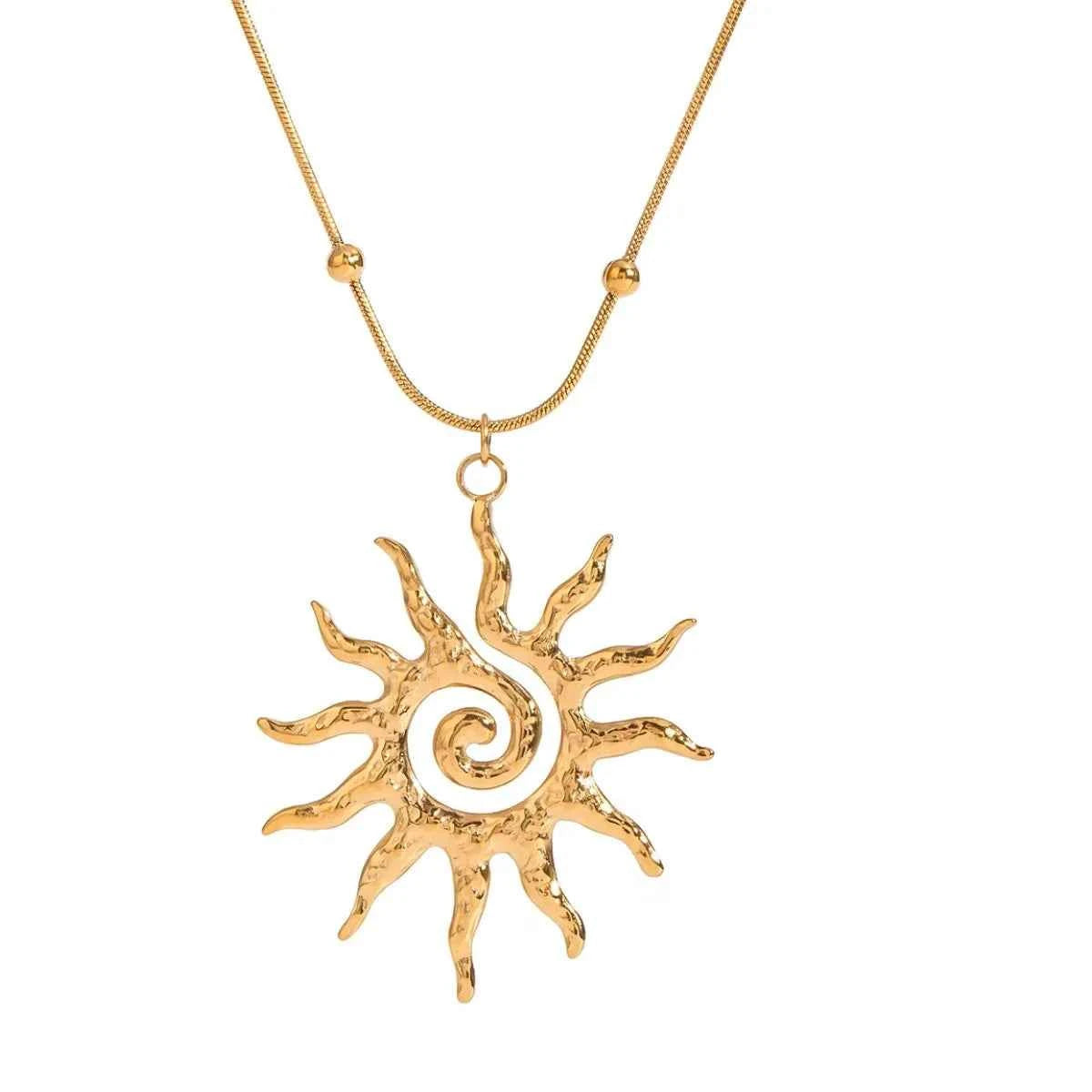 18K Gold-Plated Sun Pendant Necklace