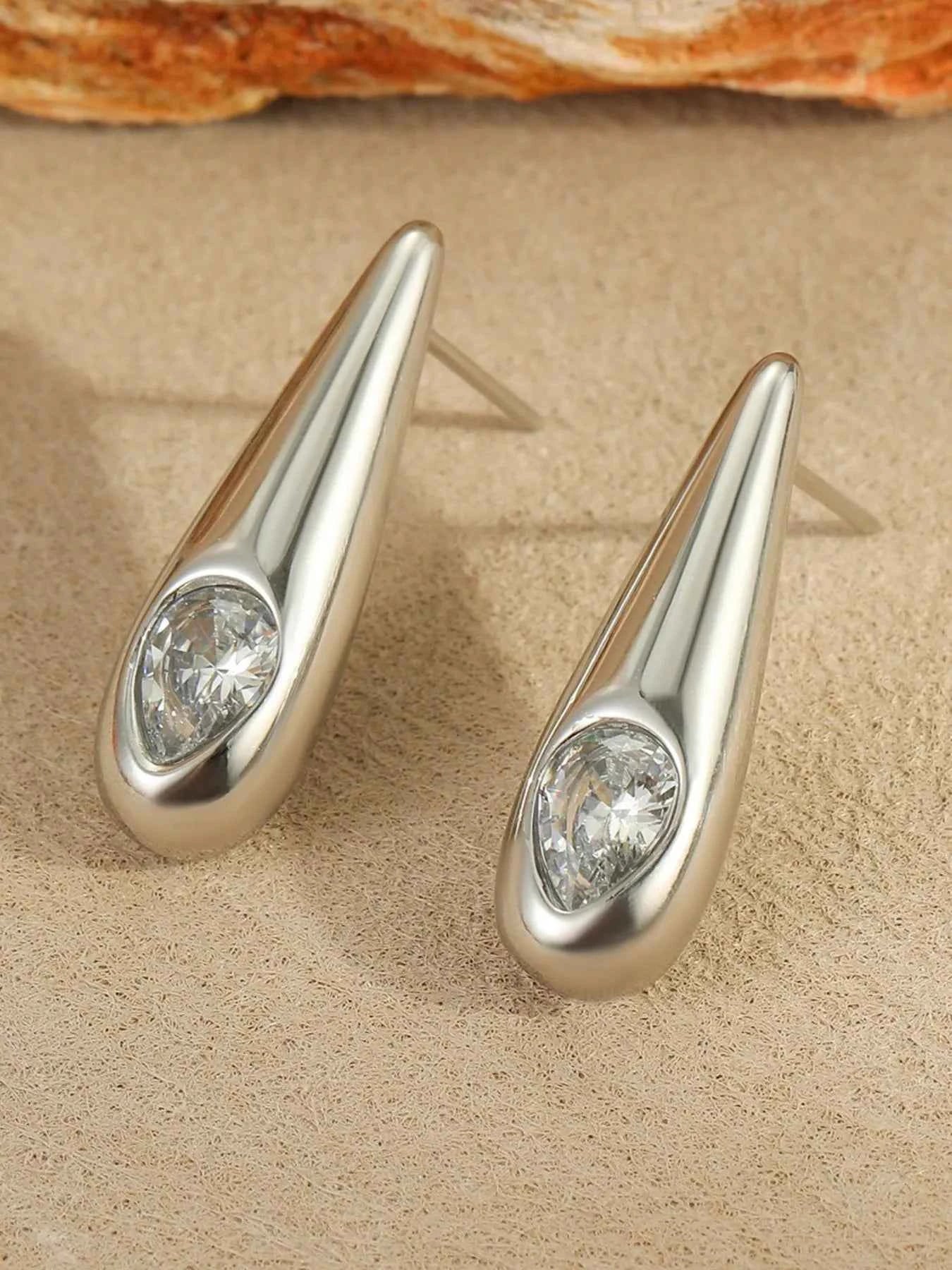 18K Gold-Plated Zircone Teardrop Earrings