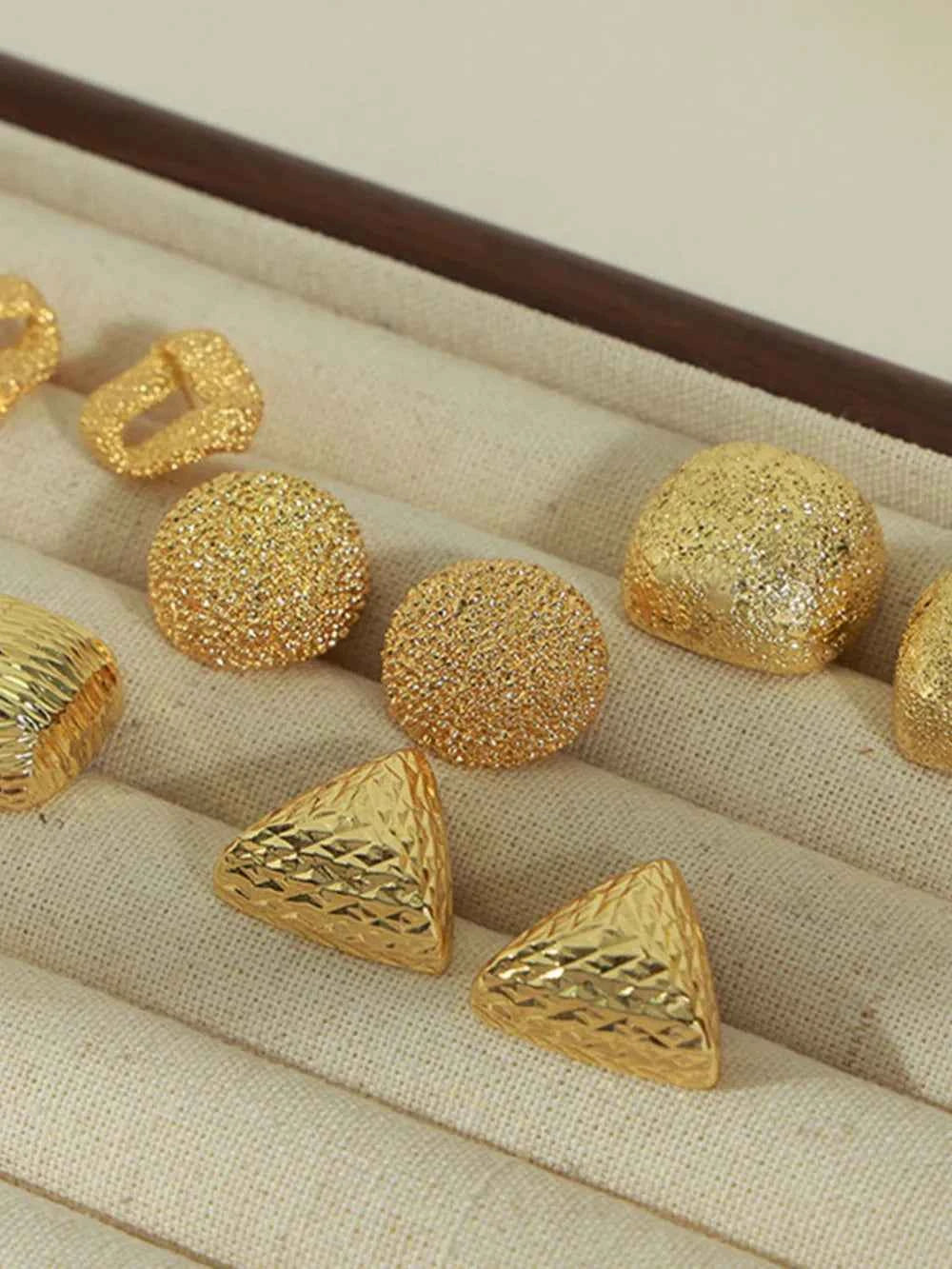 Gold-Plated Geometric Stud Earrings