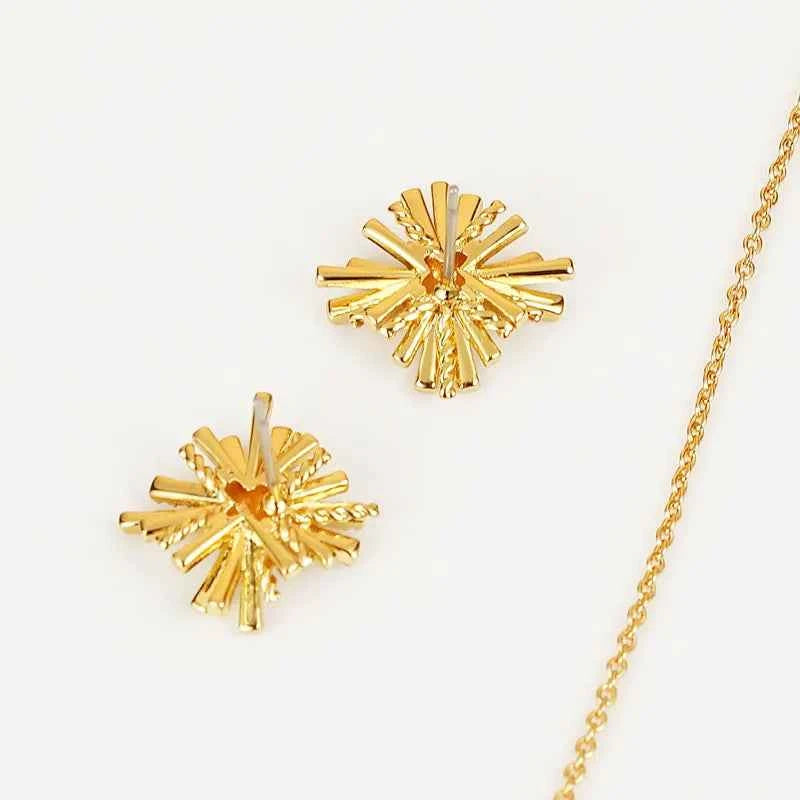 Starburst Gold-Plated Earrings and Necklace Set
