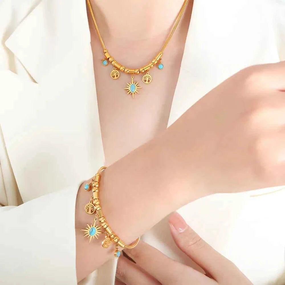 Gold-Plated Titanium Steel Charm Bracelet