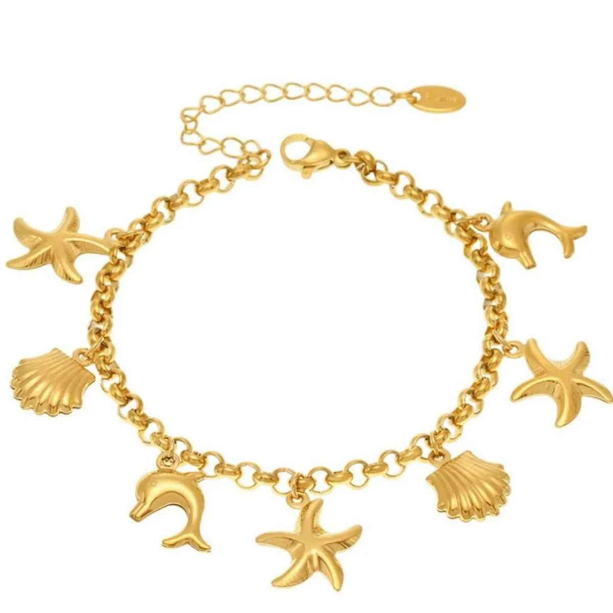 18K Gold-Plated Sea Shell Charm Bracelet