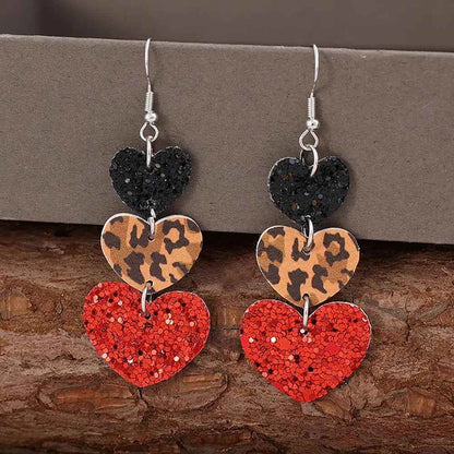 Heart Leather Drop Earrings