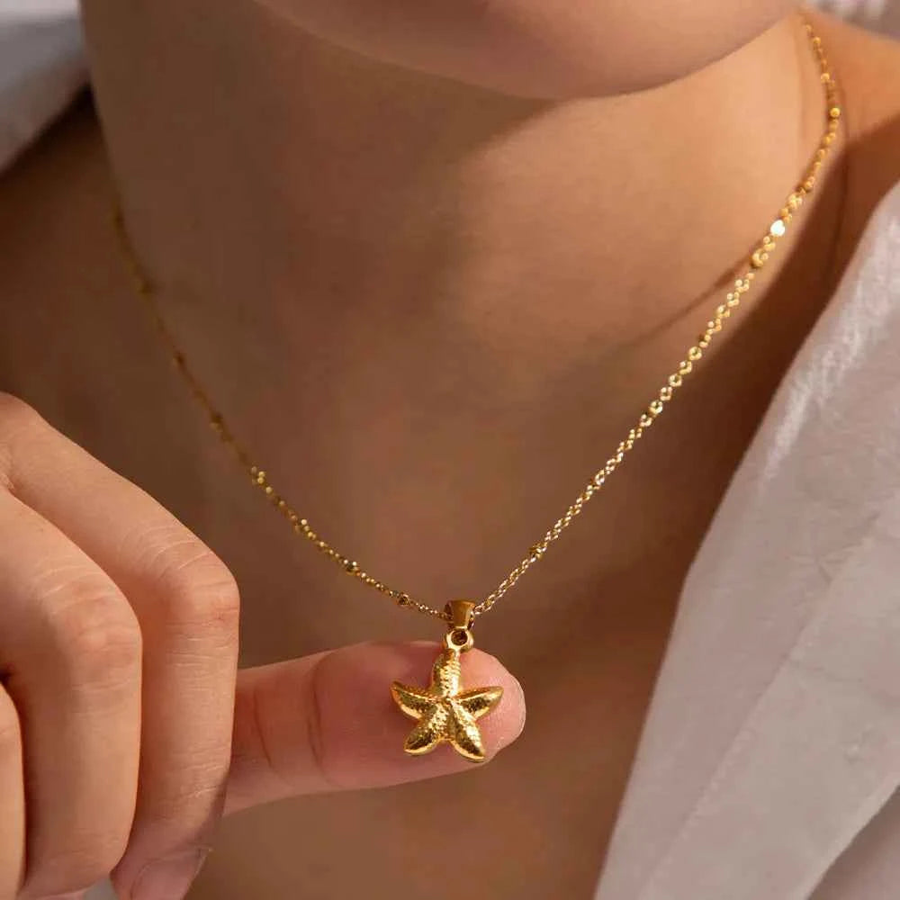 18K Gold Plated Starfish Pendant Necklace