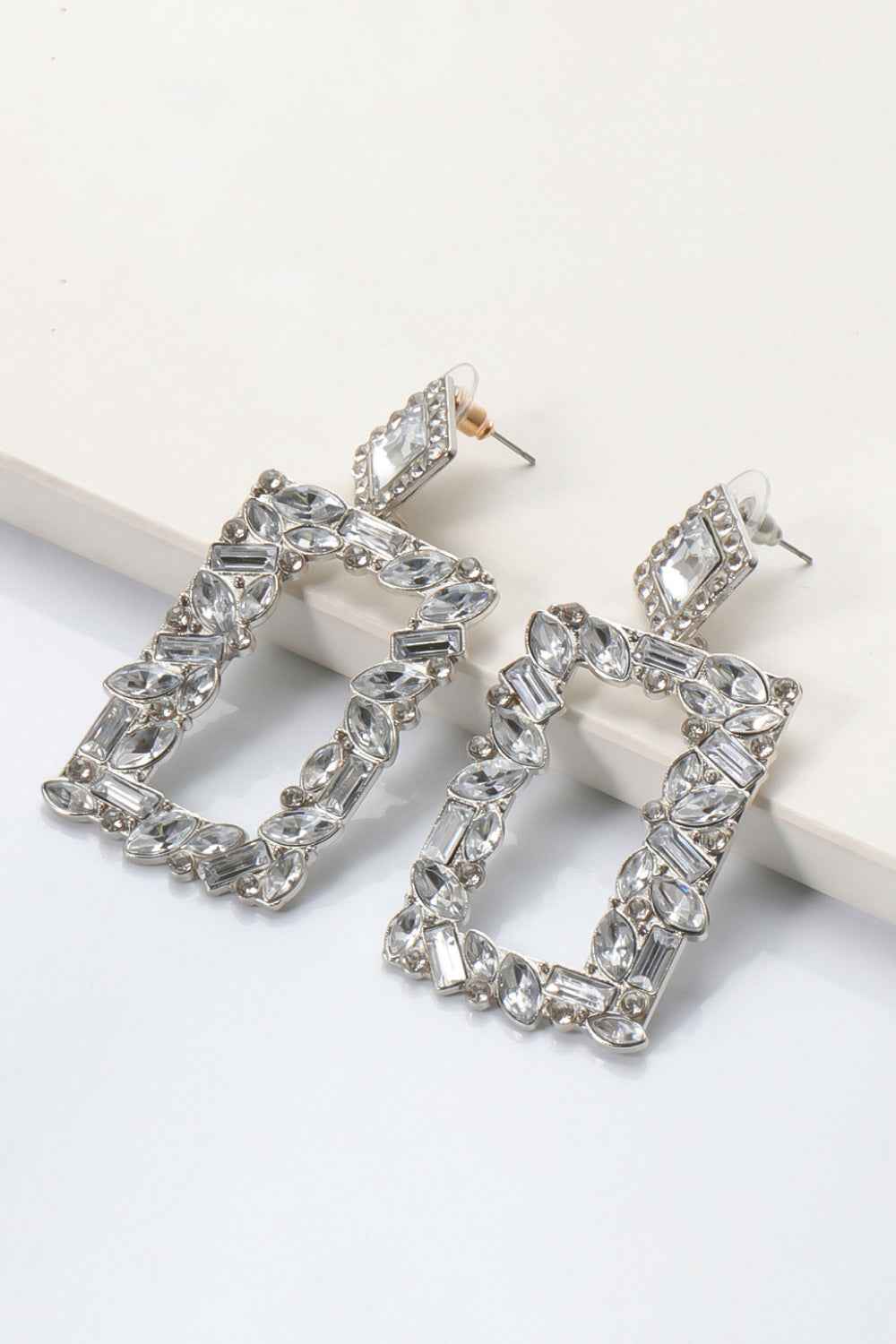 Square Shape Glass Stone Dangle Earrings