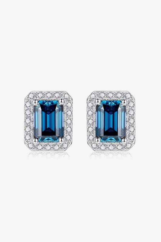 2 Carat Moissanite Stud Earrings in Indigo