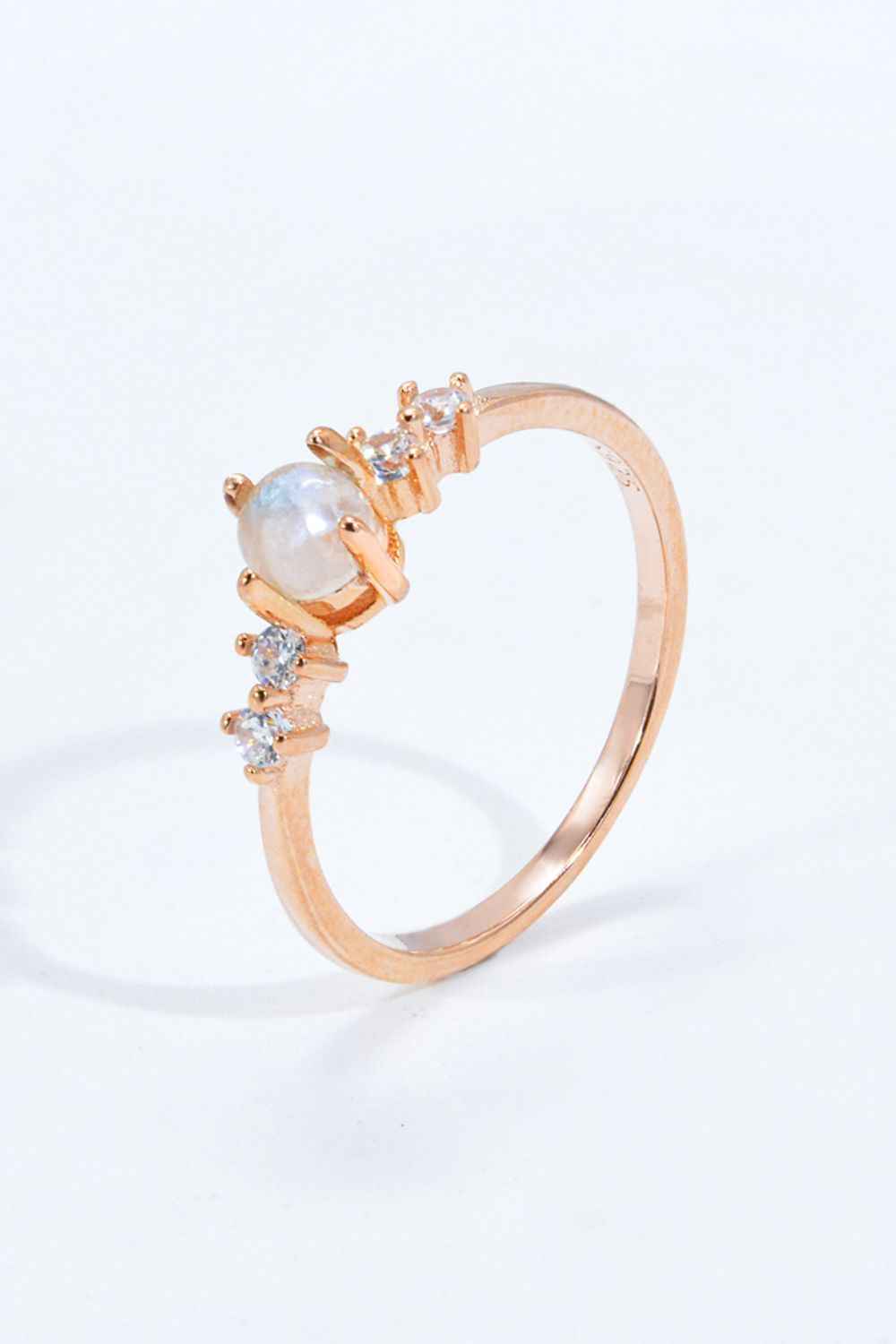 Natural Moonstone and Zircon 18K Rose Gold-Plated Ring