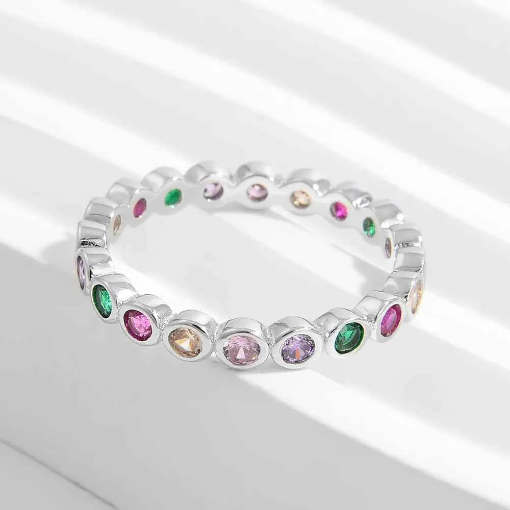 925 Sterling Silver Contrast Zircon Ring