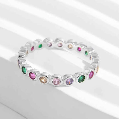 925 Sterling Silver Contrast Zircon Ring