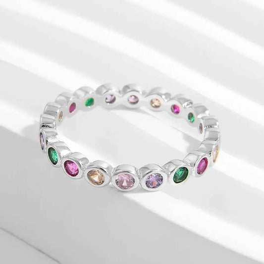 925 Sterling Silver Contrast Zircon Ring