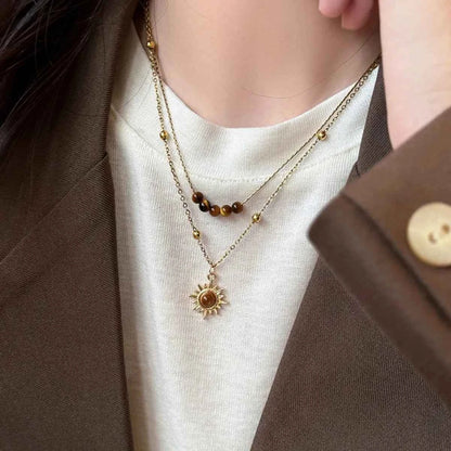 Tiger's Eye Copper Double Layered Necklace