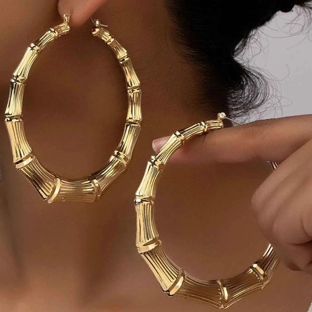 Stainless Steel Textured Hoop Earrings