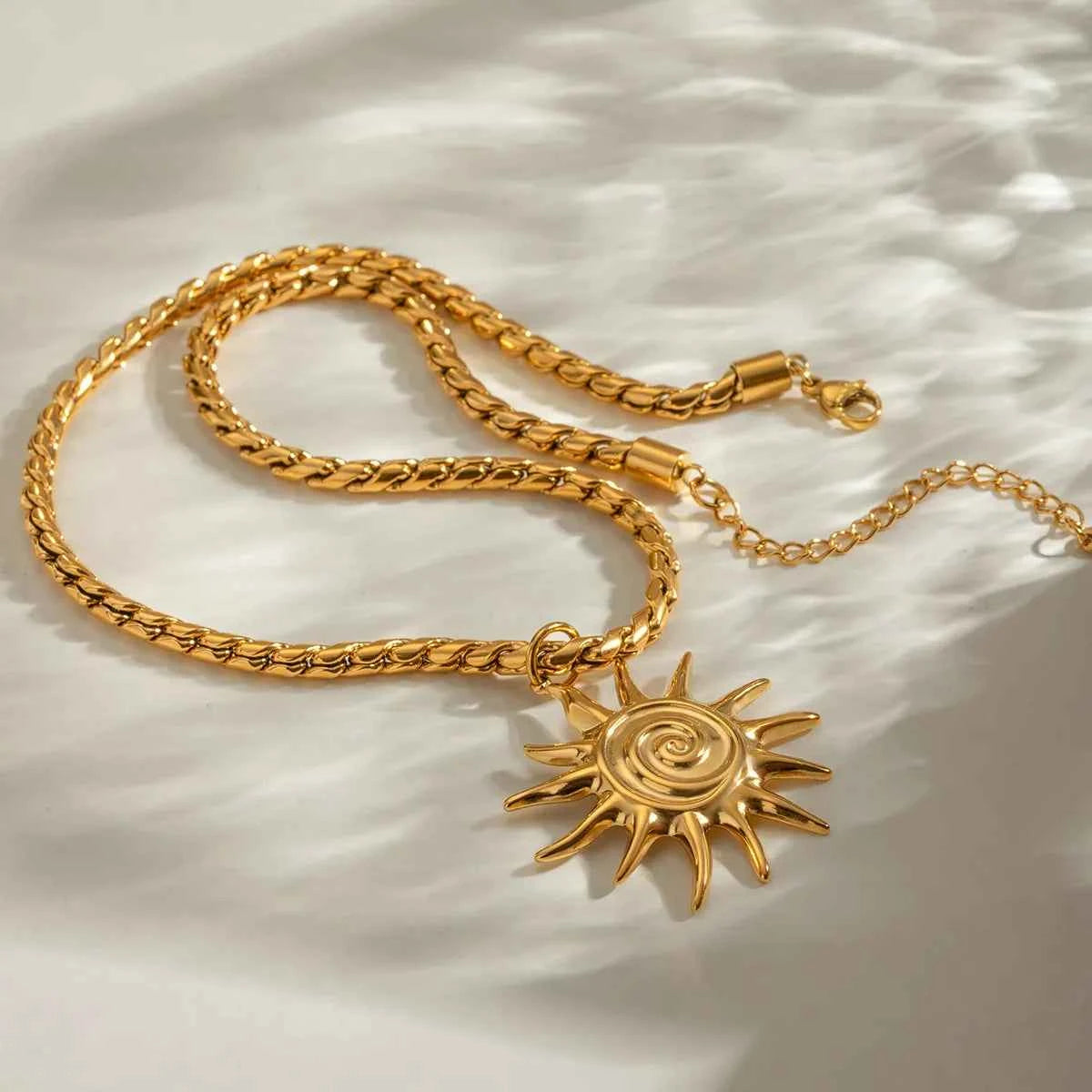 18K Gold-Plated Sun Pendant Necklace