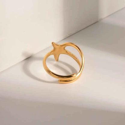 Gold-Plated Stainless Steel Star Ring