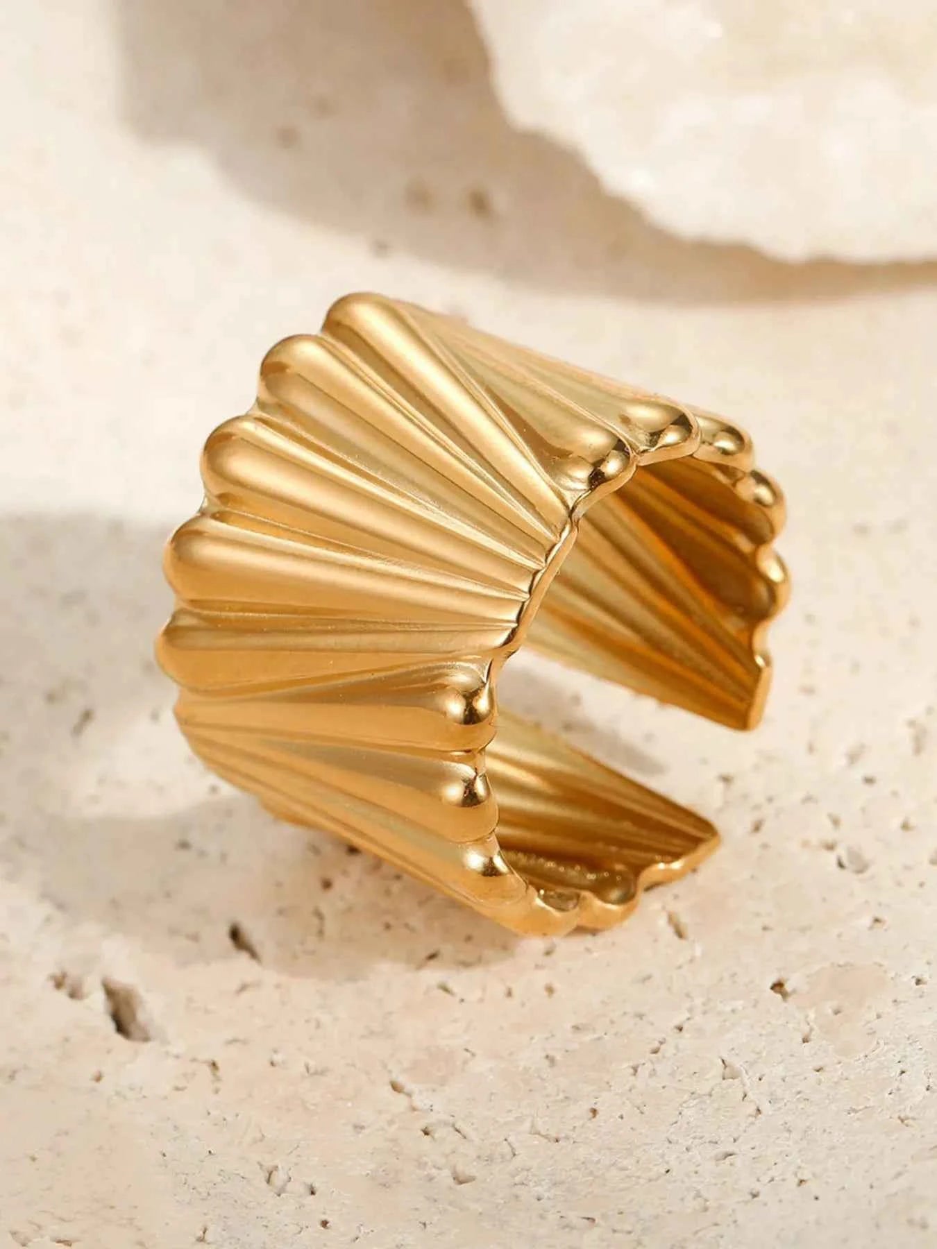 18K Gold-Plated Wide Band Statement Ring