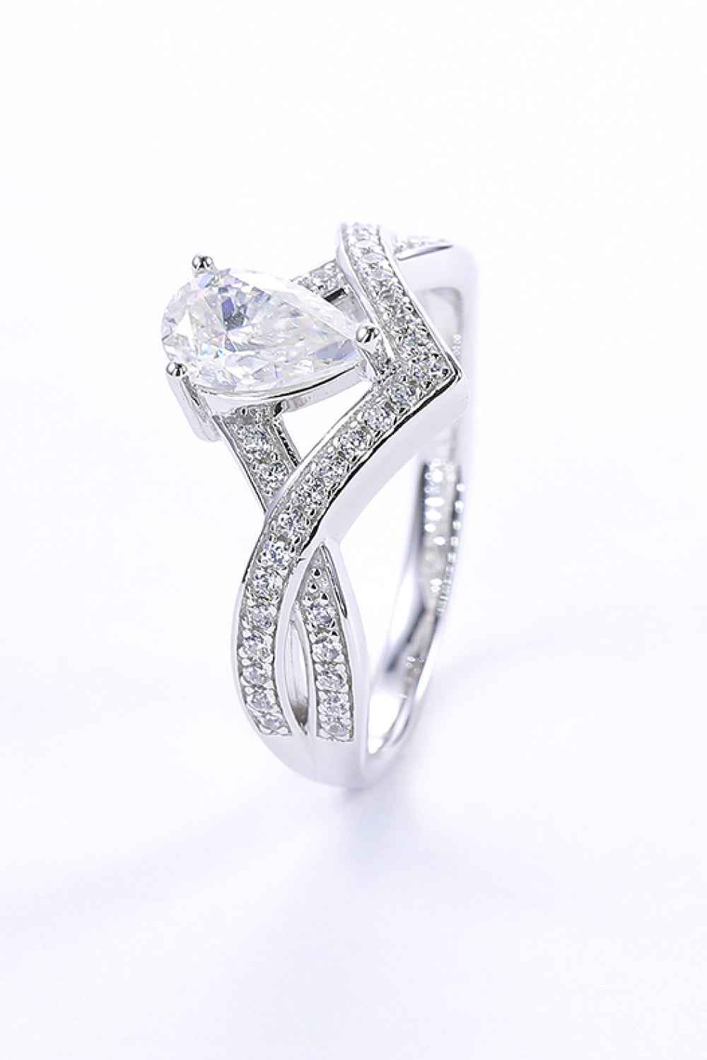 1 Carat Moissanite Teardrop 925 Sterling Silver Ring
