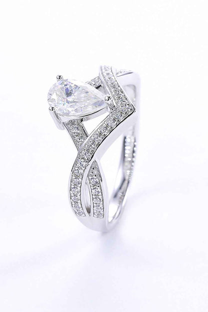 1 Carat Moissanite Teardrop 925 Sterling Silver Ring