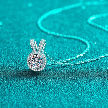 1 Carat Moissanite Rabbit Ears Shape Pendant Necklace