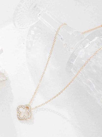 Inlaid Zircon Clover Pendant Necklace