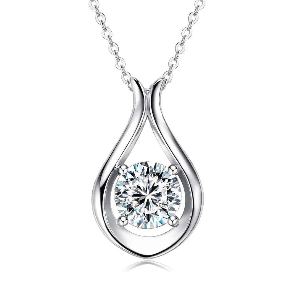 2 Carat Moissanite 925 Sterling Silver Pendant Necklace