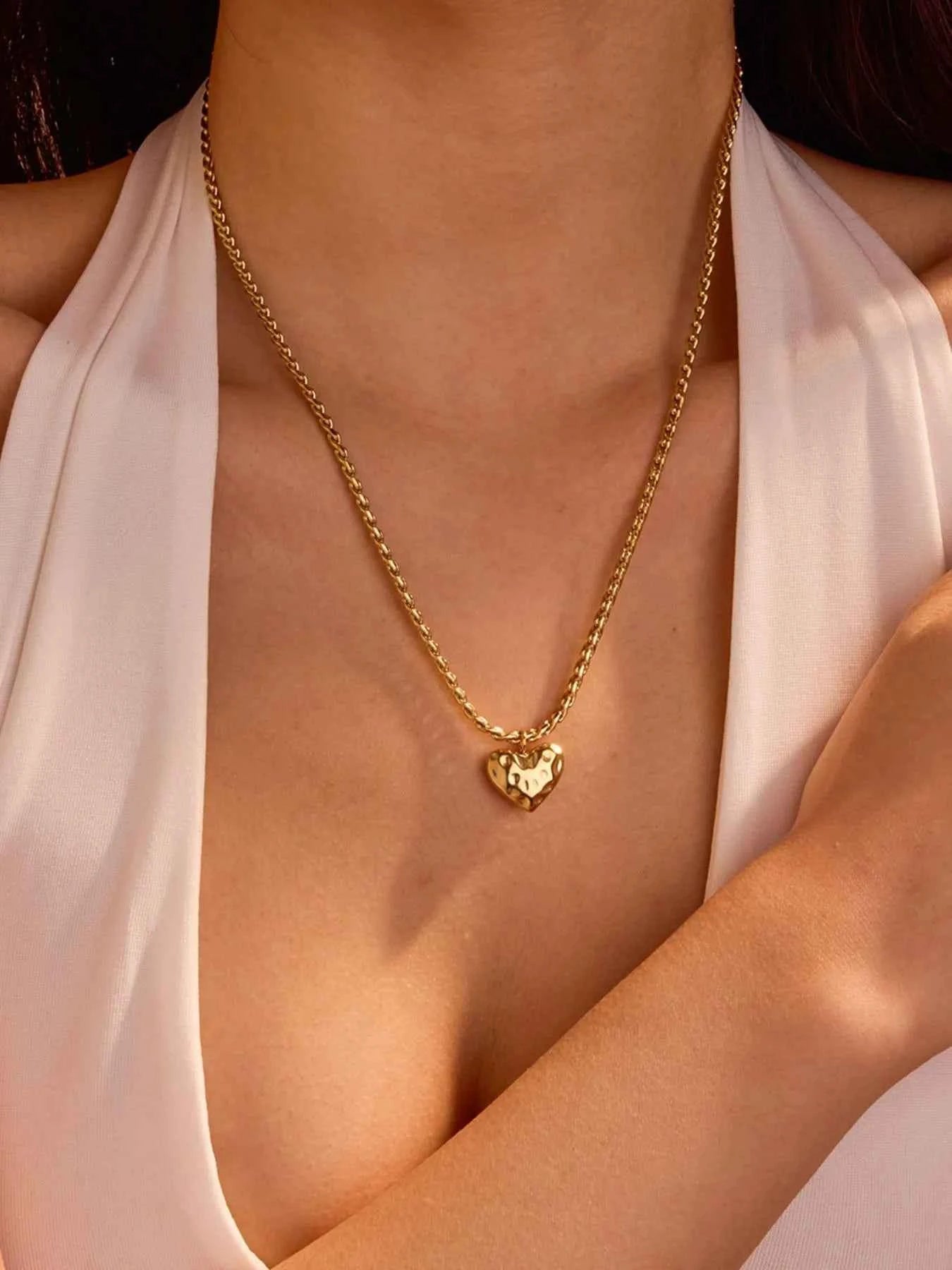 18K Gold-Plated Stainless Steel Heart Pendant Necklace