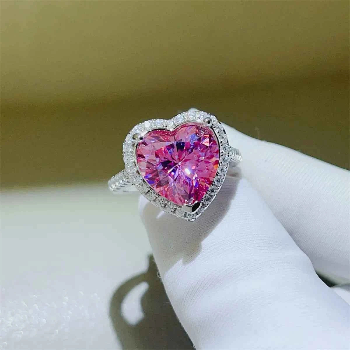 5 Carat Moissanite 925 Sterling Silver Heart Ring