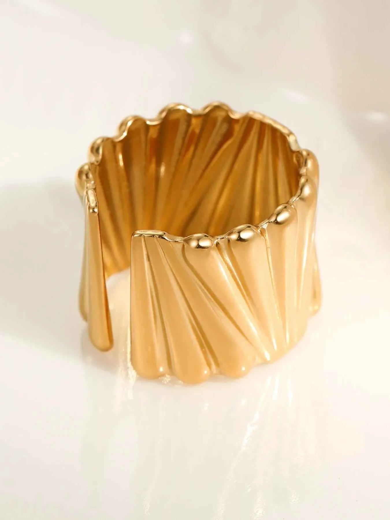 18K Gold-Plated Wide Band Statement Ring