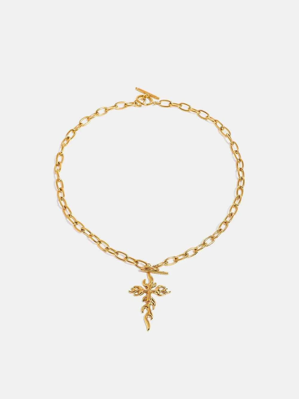 18K Gold-Plated Stainless Steel Cross Necklace