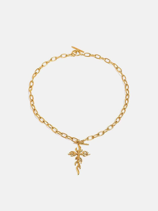 18K Gold-Plated Stainless Steel Cross Necklace