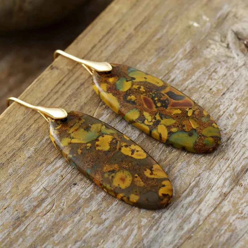 Natural Stone Copper Dangle Earrings