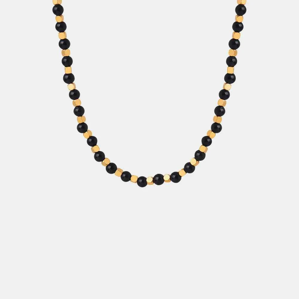 Agate Beaded Titanium Steel Necklace