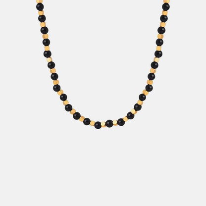 Agate Beaded Titanium Steel Necklace