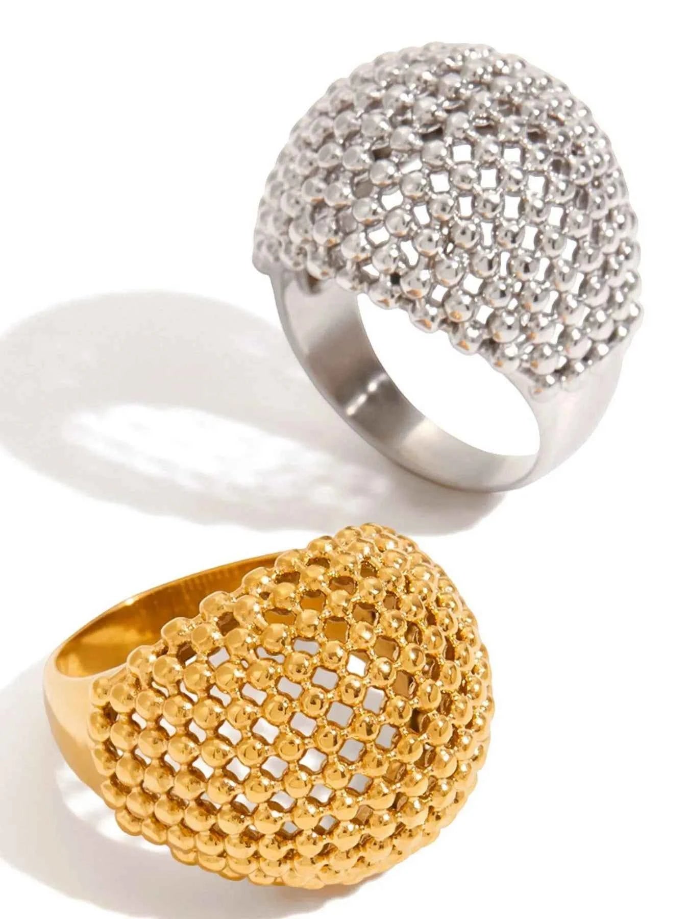 Stainless Steel Textured Dome Ring