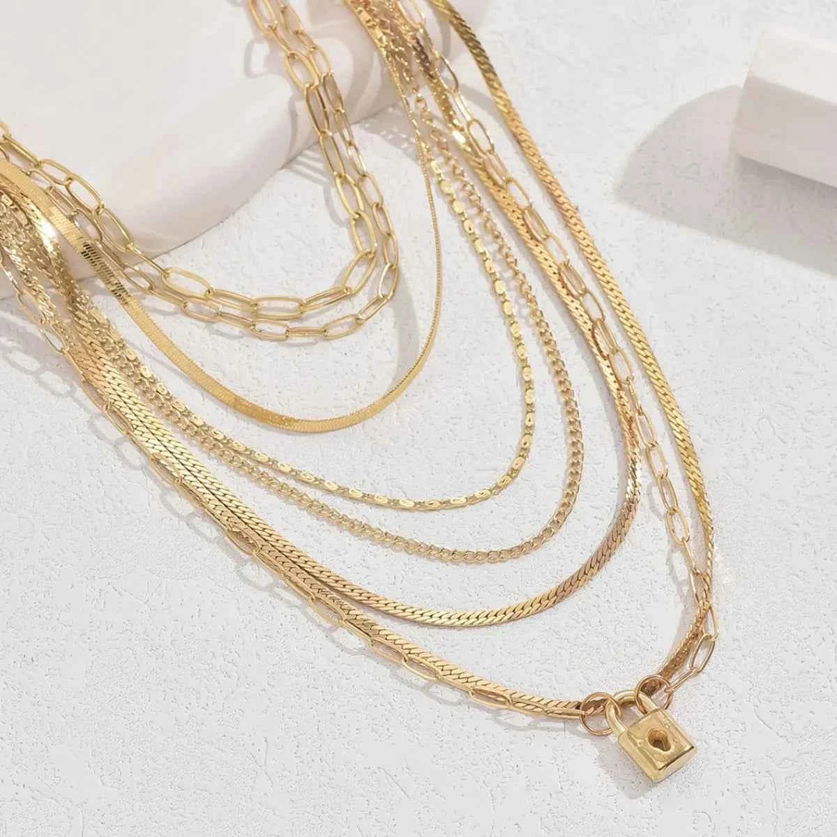 18K Gold-Plated Stainless Steel Multi-Layer Necklace
