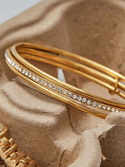 18K Gold-Plated Crossover Inlaid Zircon Bracelet