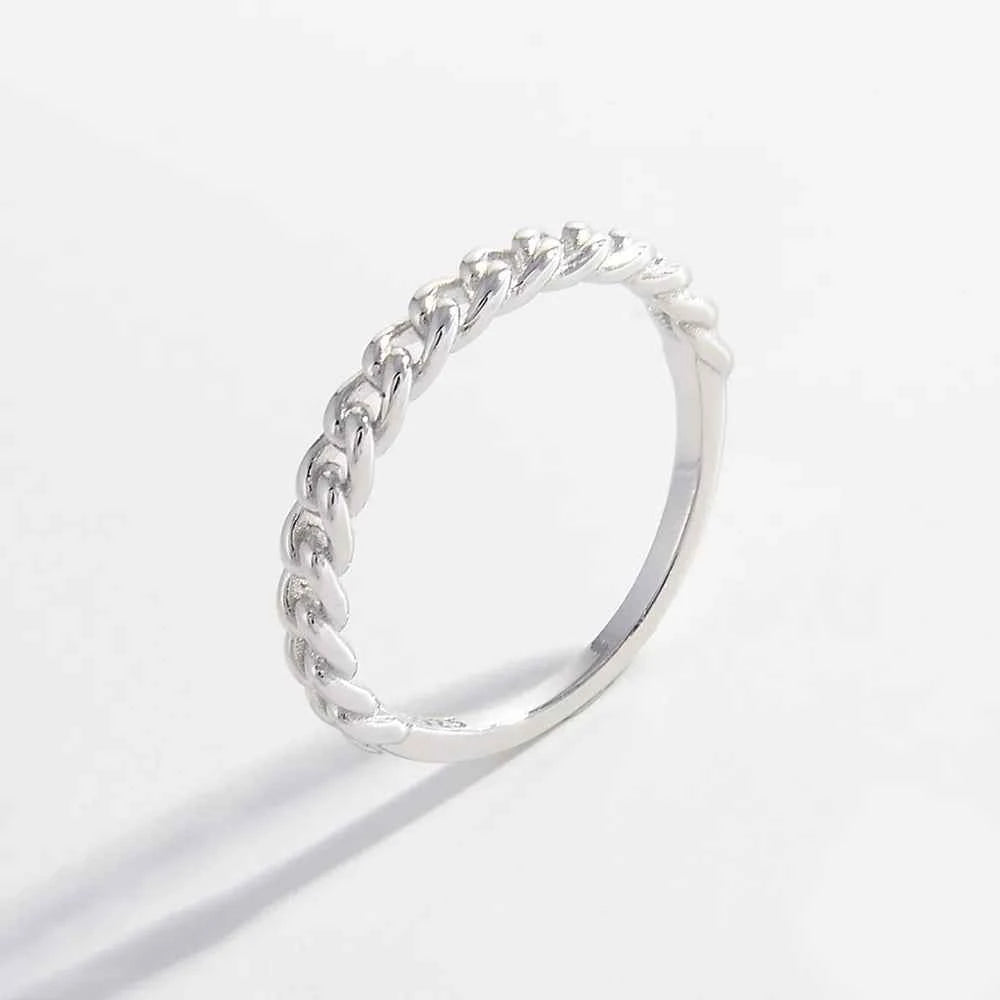 925 Sterling Silver Curb Chain Ring