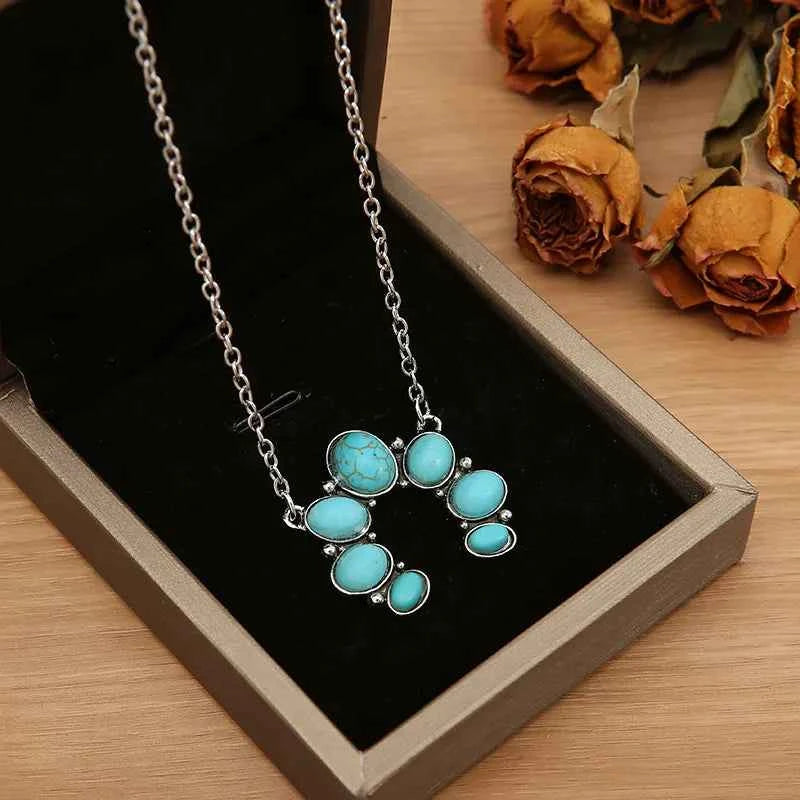 Artificial Turquoise Alloy Pendant Necklace