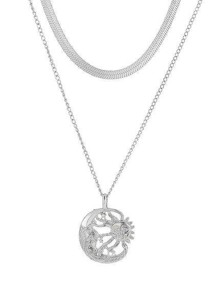 Double Layer Sun Moon Necklace