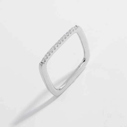 925 Sterling Silver Zircon Square Ring
