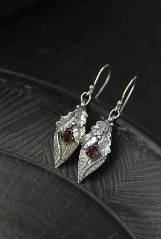 Alloy Rhinestone Leaf Shape Earrings