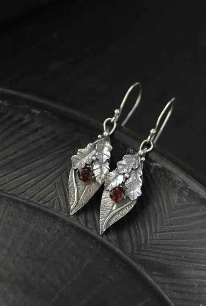 Alloy Rhinestone Leaf Shape Earrings