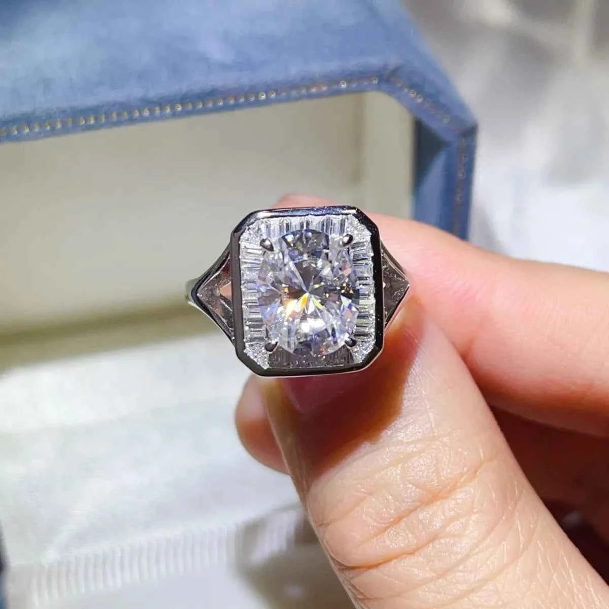 3 Carat Moissanite Engagement Square Ring