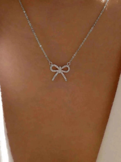 Zircon Bow Pendant Necklace