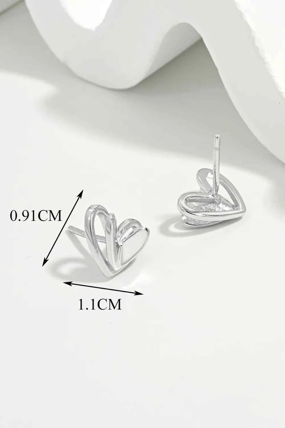 925 Sterling Silver Heart Stud Earrings