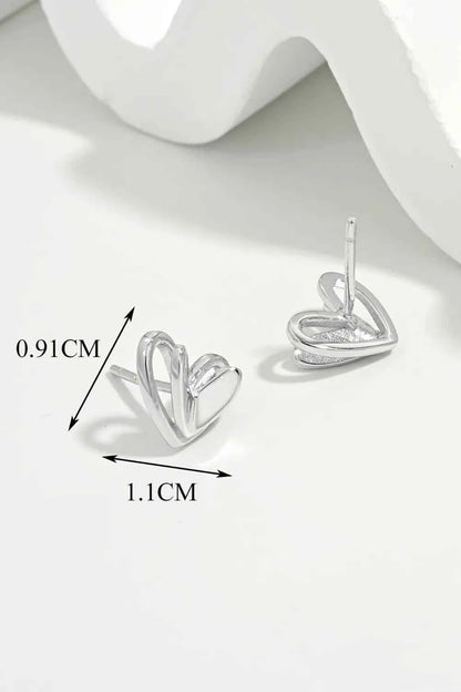 925 Sterling Silver Heart Stud Earrings