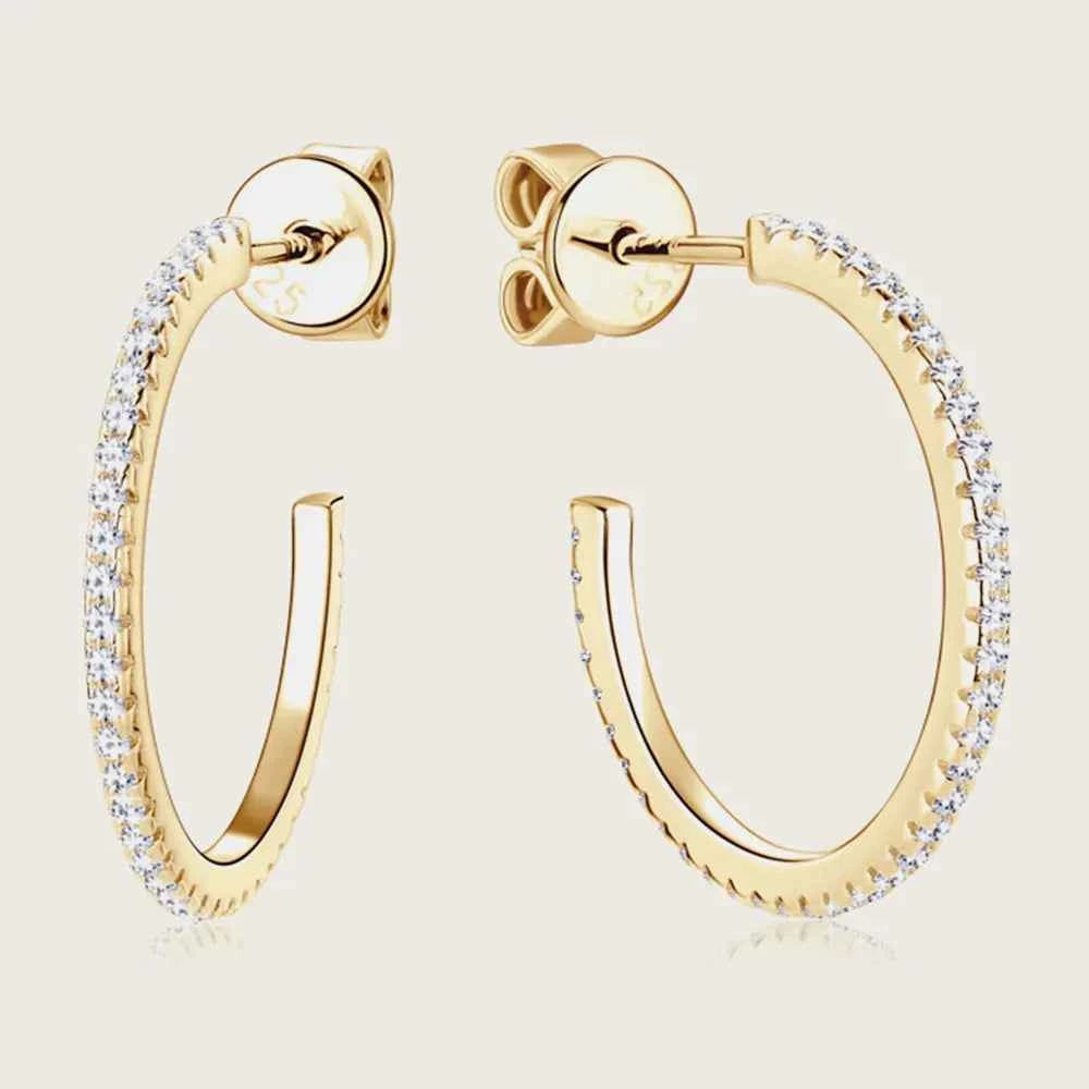 Inlaid Moissanite 925 Sterling Silver C-Hoop Earrings