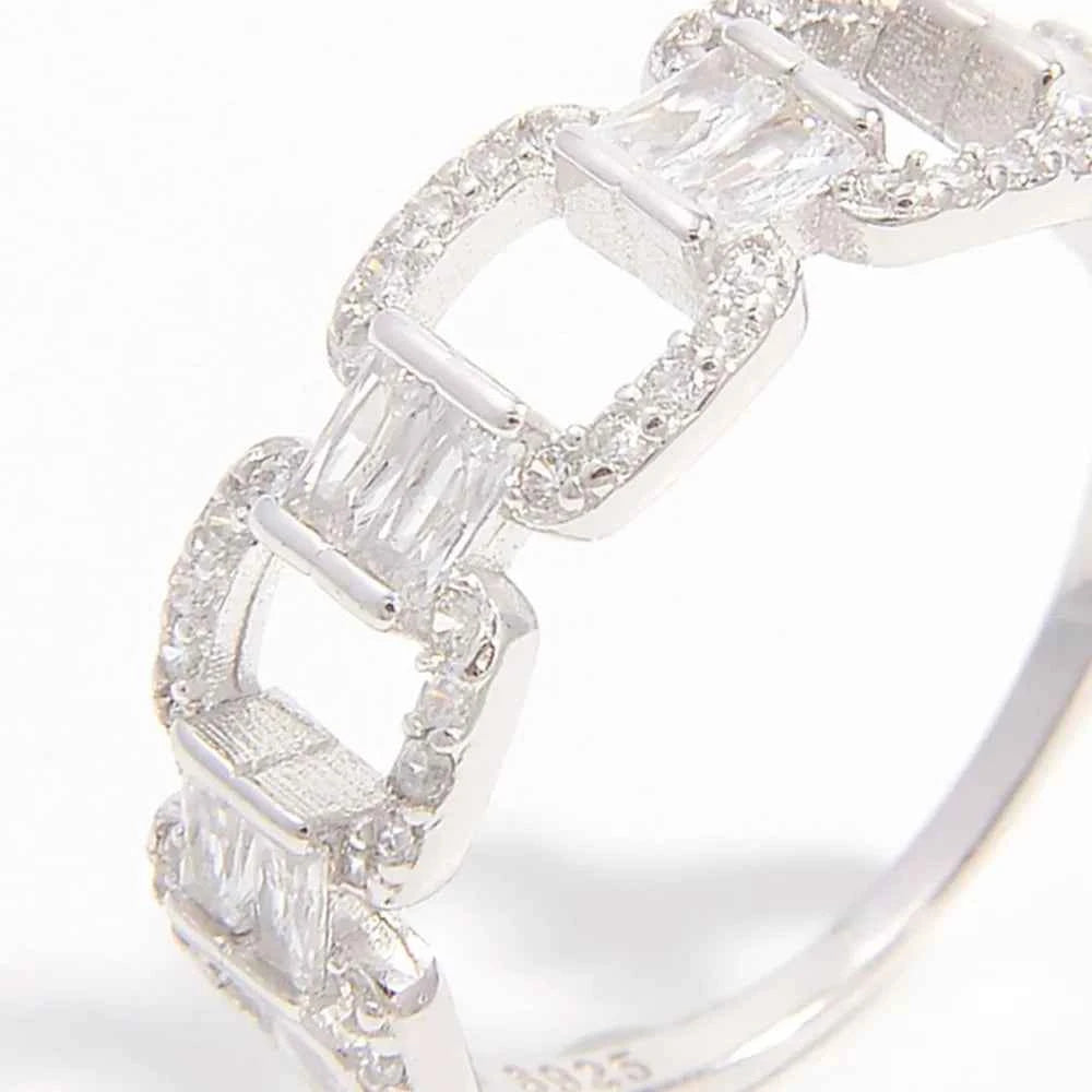 925 Sterling Silver Zircon Cutout Ring