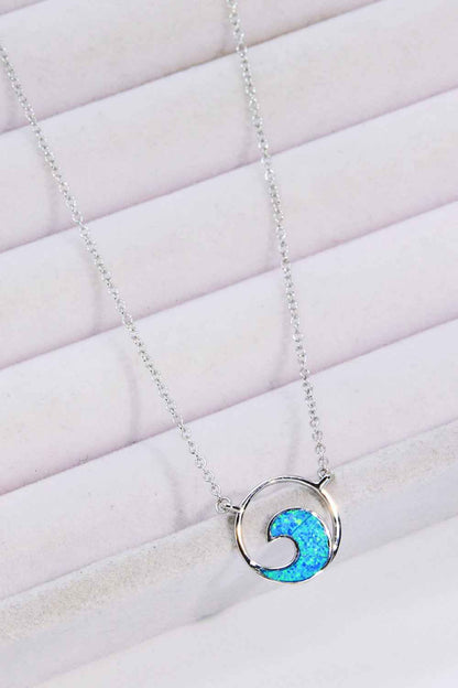 Opal Wave Pendant Necklace